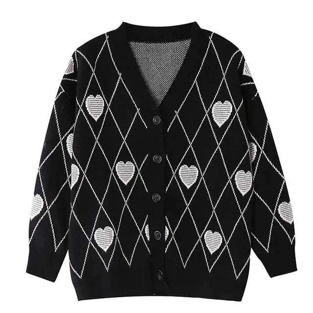 Heart Jacquard Loose Sweater for Women