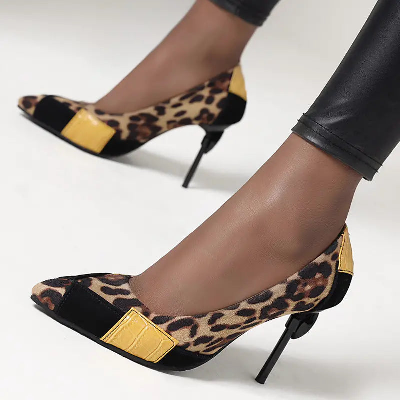 Pointed Toe High Heels for Women - Sexy Color Block Design