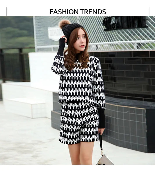 Chic Vintage Plus Size Sweater and Wide Leg Shorts Set