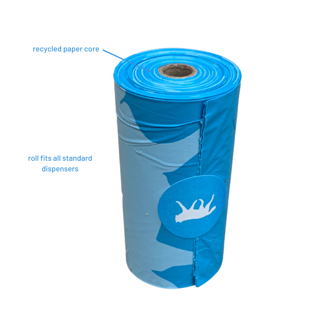 bio-based dog poop bags + bamboo dispenser