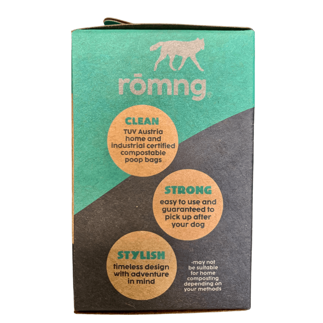 compostable plant-based dog poop bags + bamboo dispenser