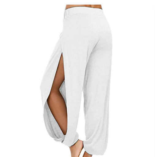 Plus Size Women's Solid Elastic Waist Beach Pants