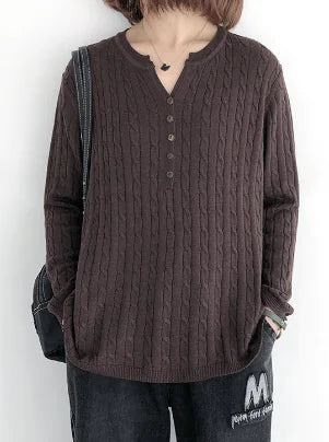 Casual Cotton Knitted Sweater for Women