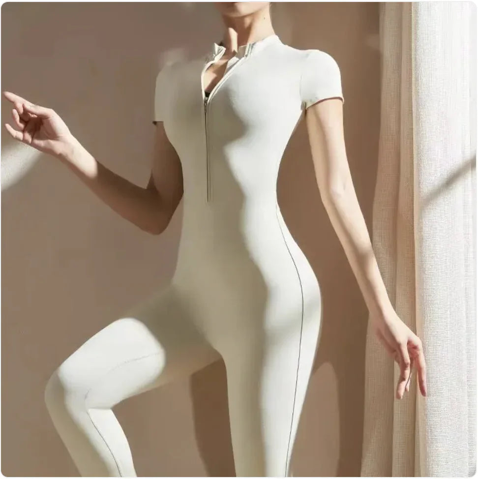 Women's Long-Sleeve Zipper Yoga Jumpsuit