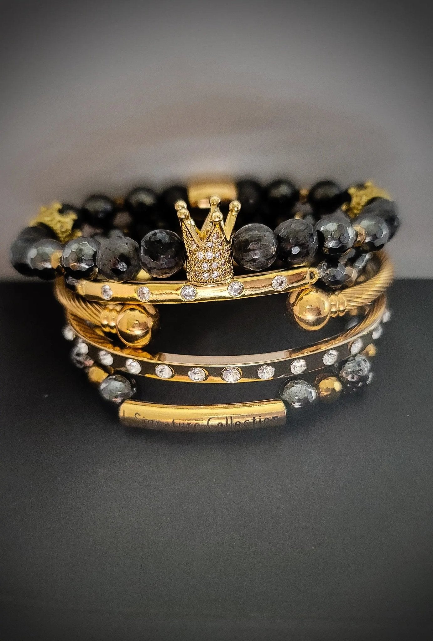 The "Stimulating" Larvikite Crown Bracelet