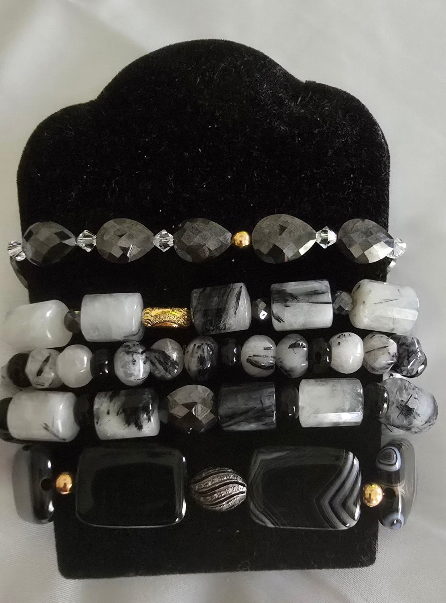 Tourmaline Quartz and Black Moissanite Bracelet