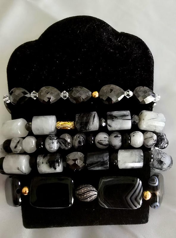 Tourmaline Quartz and Black Moissanite Bracelet