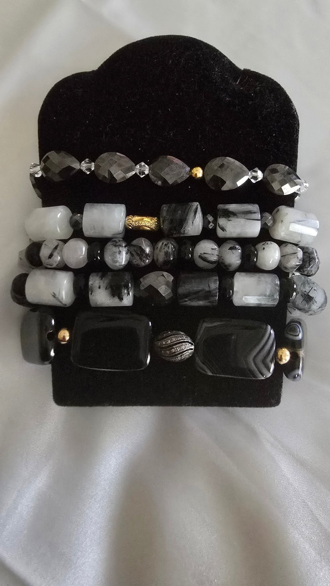 Tourmaline Quartz and Black Moissanite Bracelet