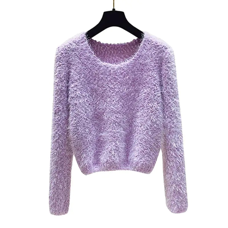 Women's Solid Color Round Neck Pullover Sweater