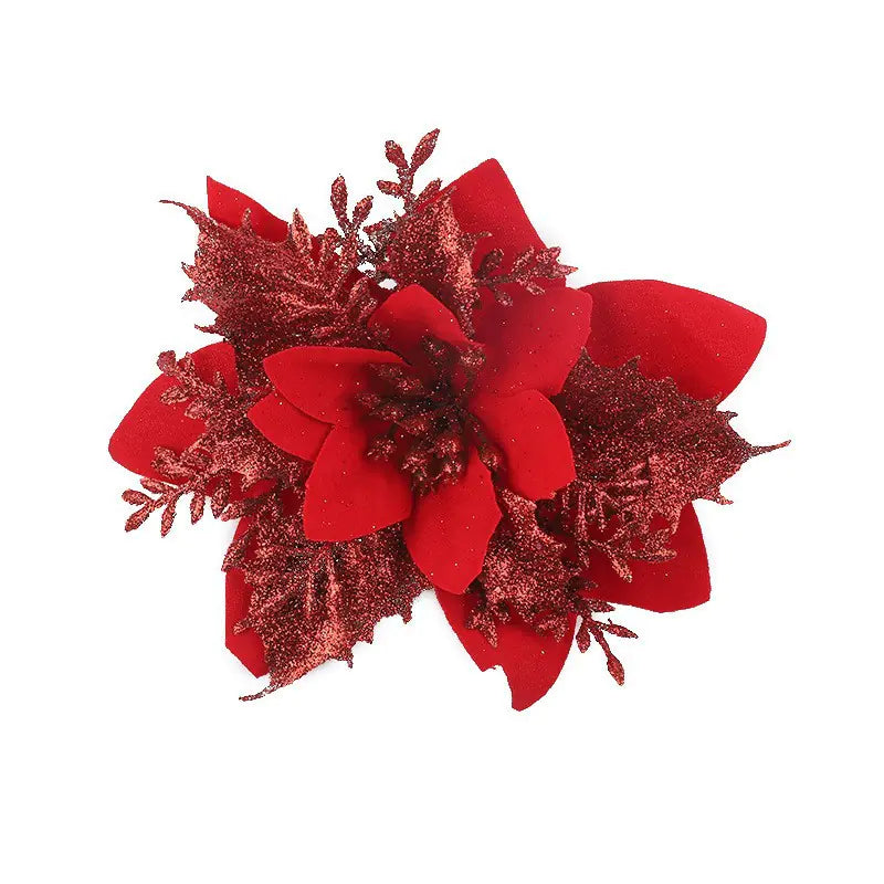 15CM Christmas Gold Glitter Hollow 3D Flower DIY Decor