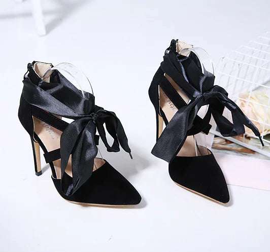 Comfortable Ribbon Sexy Pointed Toe Heeled Sandals