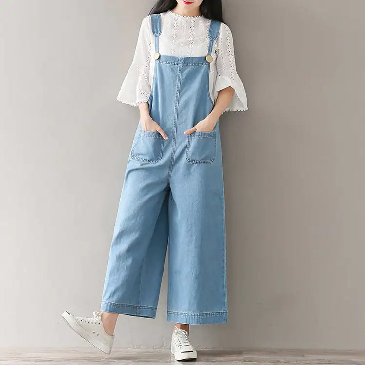Wide Leg Denim Cropped Pants