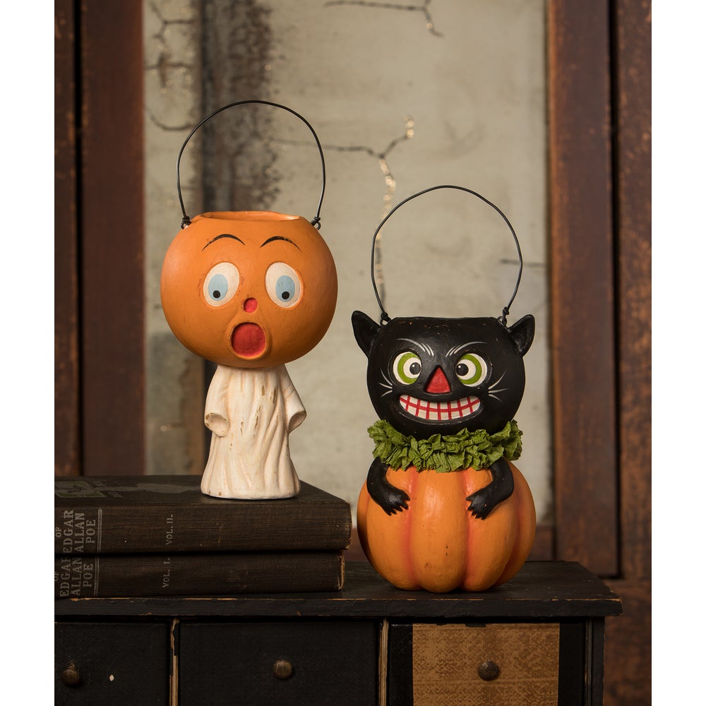 Vintage Black Cat in Pumpkin by Bethany Lowe Designs