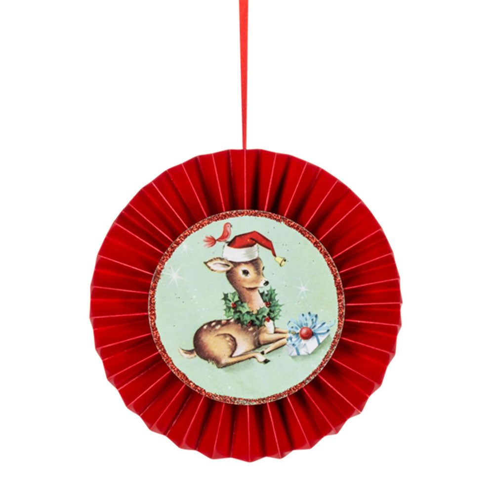 Vintage Holiday Disk Ornaments Set of 3
