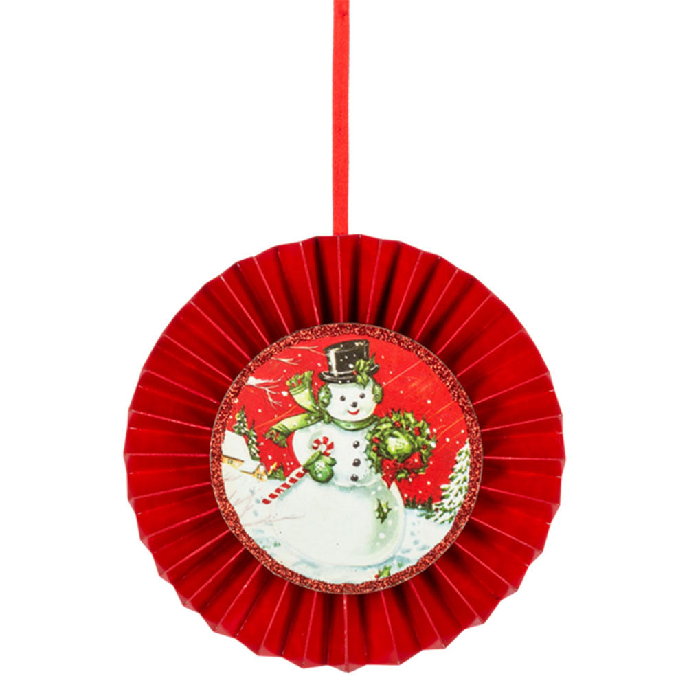 Vintage Holiday Disk Ornaments Set of 3