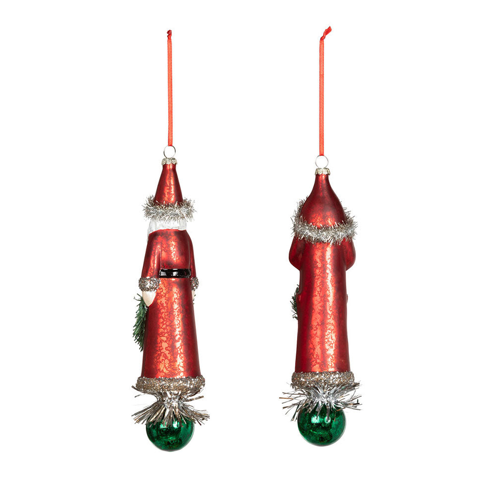 Vintage St. Nick Glass Ornament Set of 2