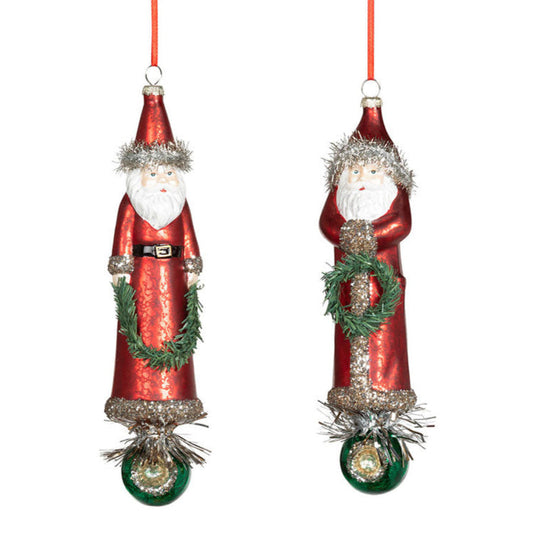Vintage St. Nick Glass Ornament Set of 2