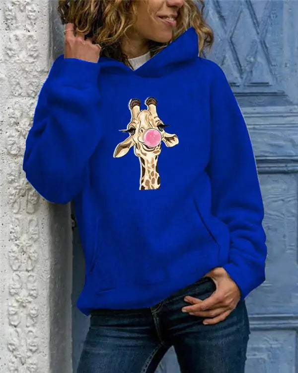 Solid Color Printed Round Neck Women's Sweater