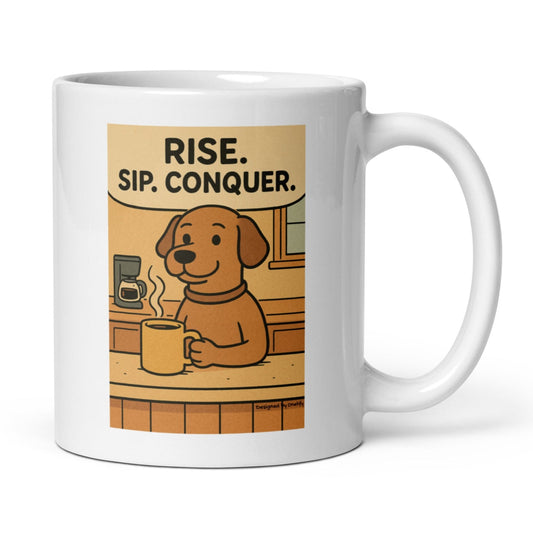 Rise. Sip. Conquer. Novelty Mug 11 oz