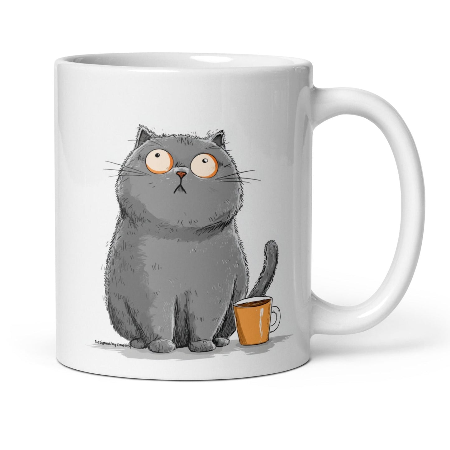 Cat with Coffee Novelty Mug  11 oz