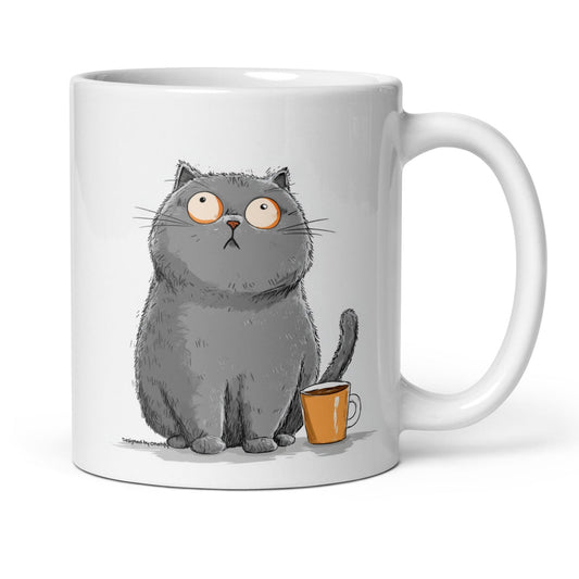 Cat with Coffee Novelty Mug  11 oz