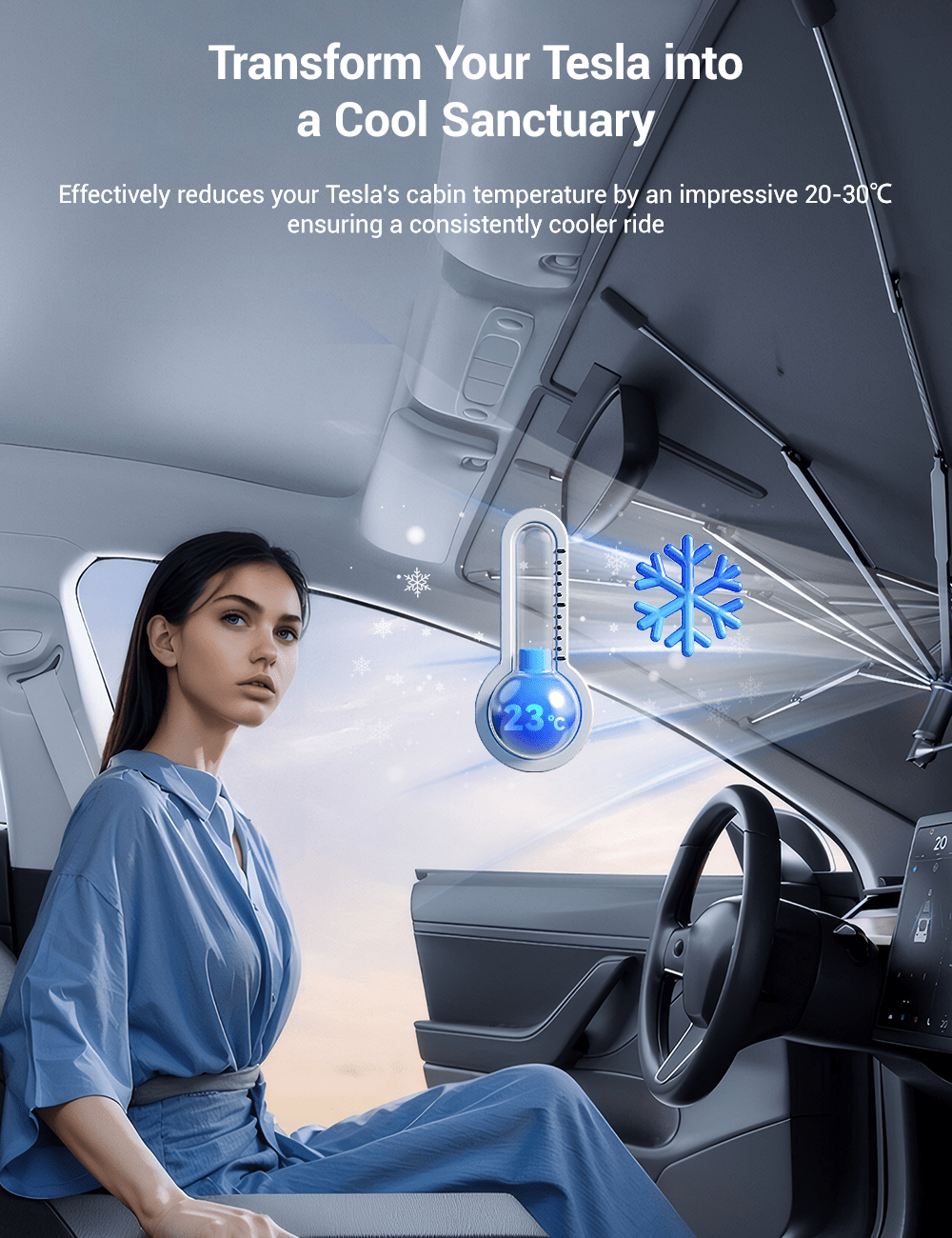 Windshield Sun Shade Umbrella for Tesla Model 3/Y/S/X