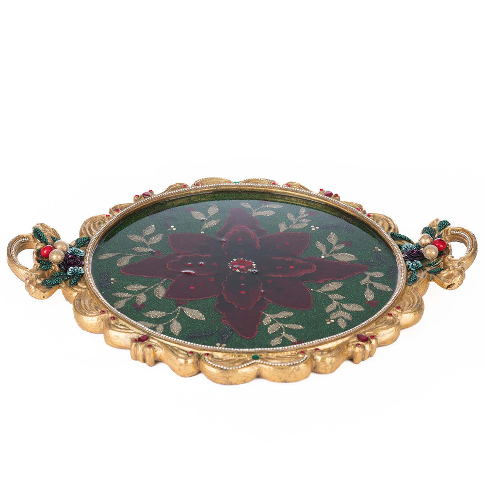 Winter Balsam and Berry Poinsettia Tray by Katherine's Collection