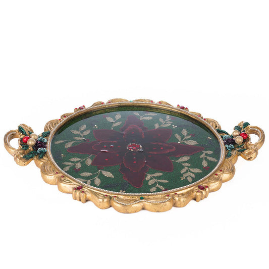 Winter Balsam and Berry Poinsettia Tray by Katherine's Collection