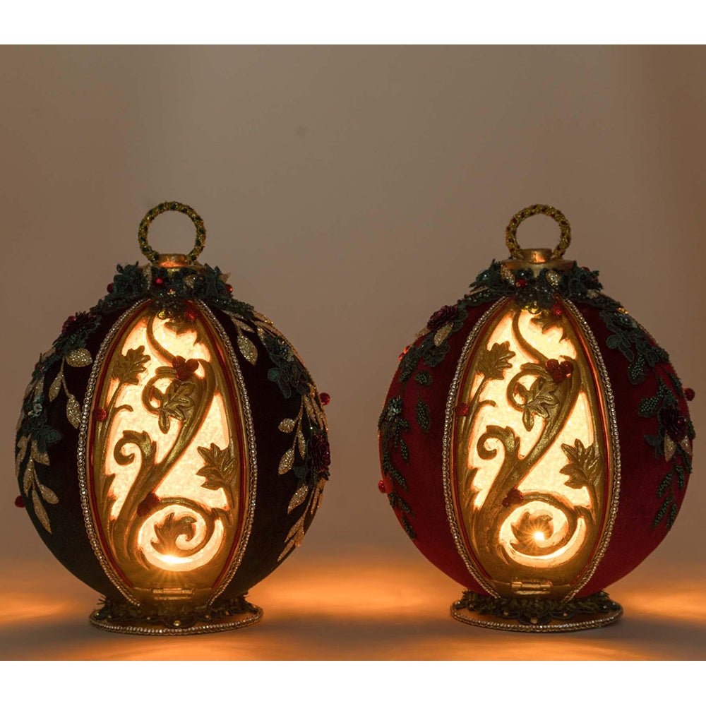 Winter Balsam and Berry Tabletop Ornaments With Tea Lights Assortment Of 2 by Katherine's Collection