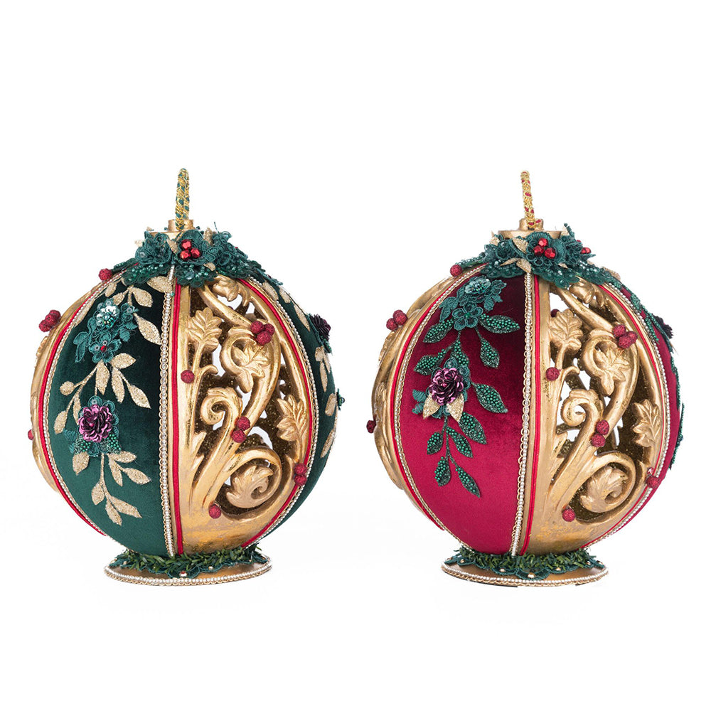 Winter Balsam and Berry Tabletop Ornaments With Tea Lights Assortment Of 2 by Katherine's Collection
