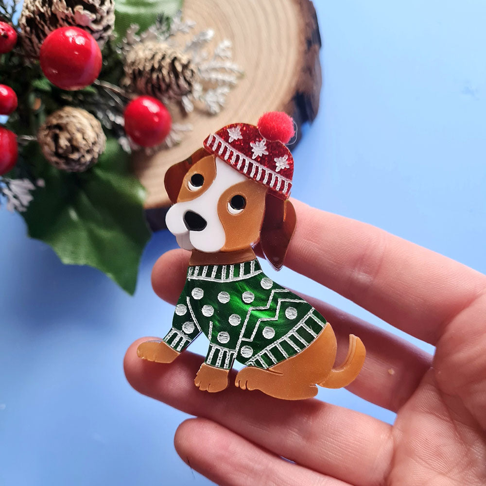 Winter Puppy Brooch by Cherryloco