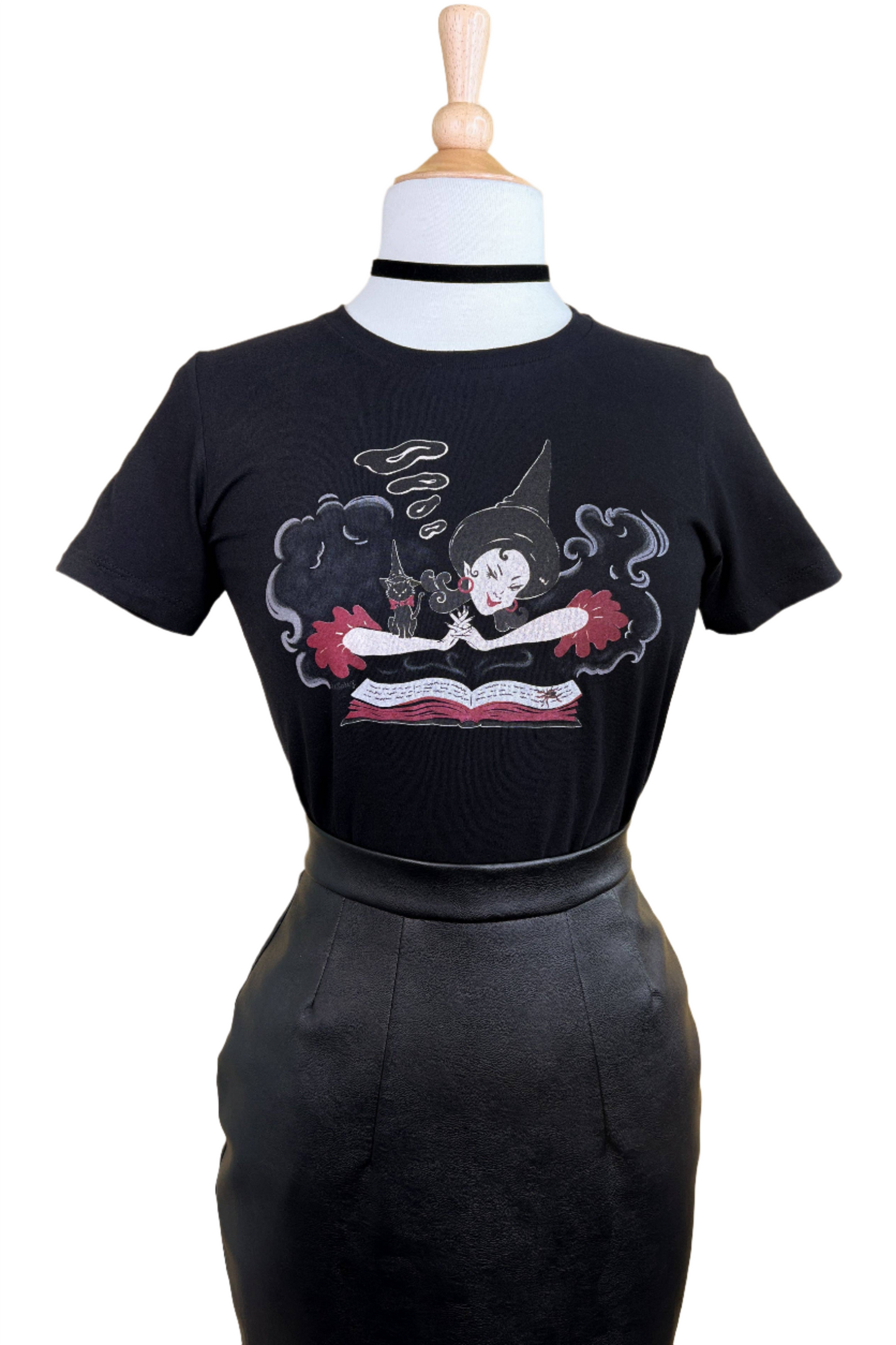 Witch Bible Fitted Tee in Black - SMALL