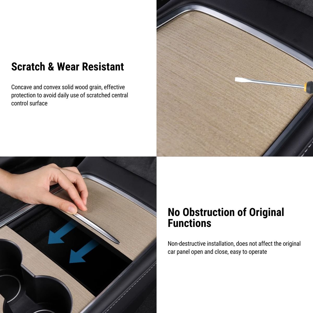 Wood Center Console Wrap for Model 3 2021-2023.10 / Model Y 2020-2024