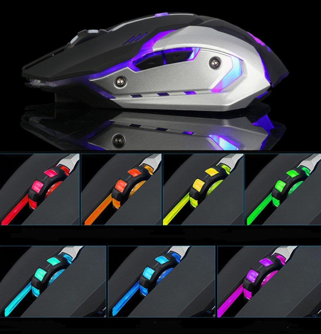 Dragon Stealth 7 Wireless Silent LED Backlit USB Optical Gaming Mouse