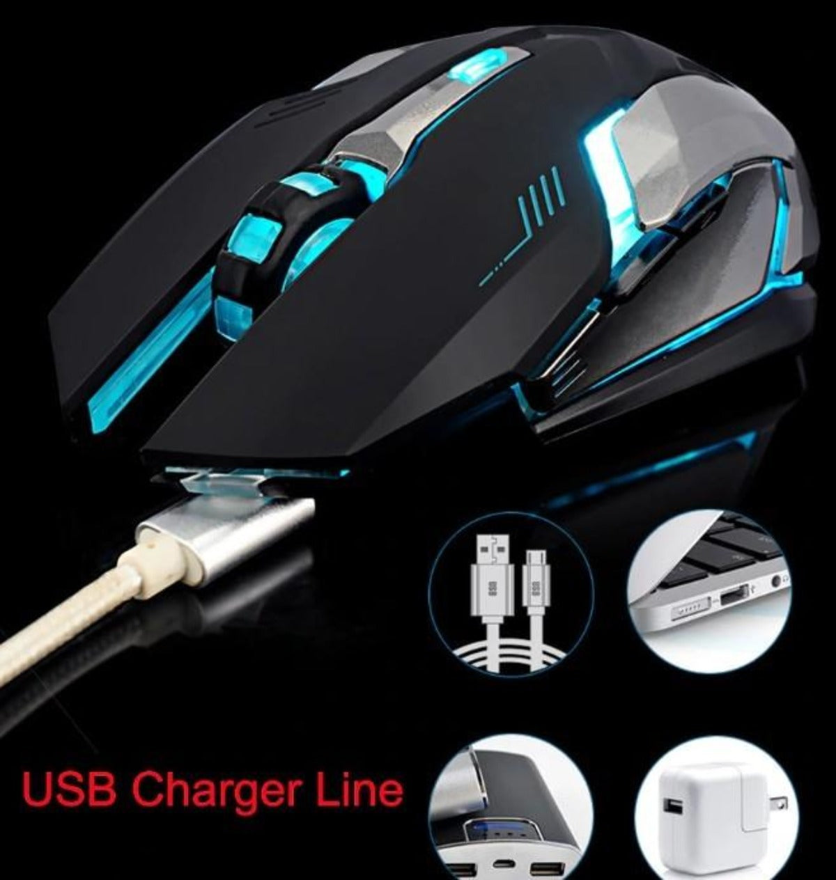Dragon Stealth 7 Wireless Silent LED Backlit USB Optical Gaming Mouse