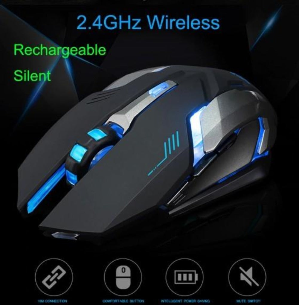 Dragon Stealth 7 Wireless Silent LED Backlit USB Optical Gaming Mouse