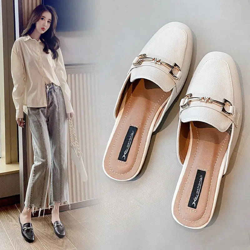 Women's Summer Backless Slippers Fashion Flat Sandals