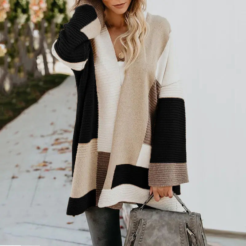 Women's  Geometric Color Block Cardigan