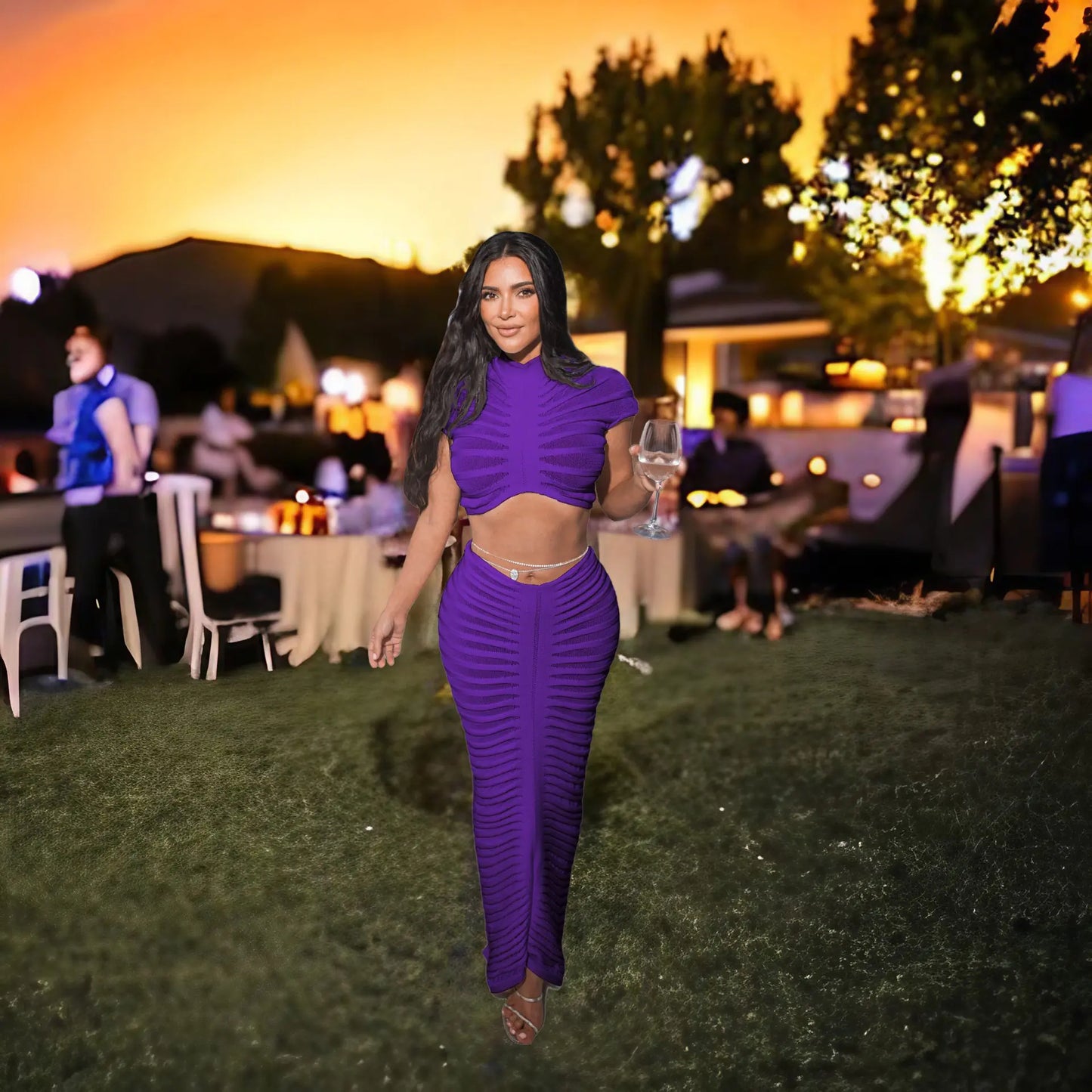 Cross-Border Supply: Women's Knit Sheer Club Outfit