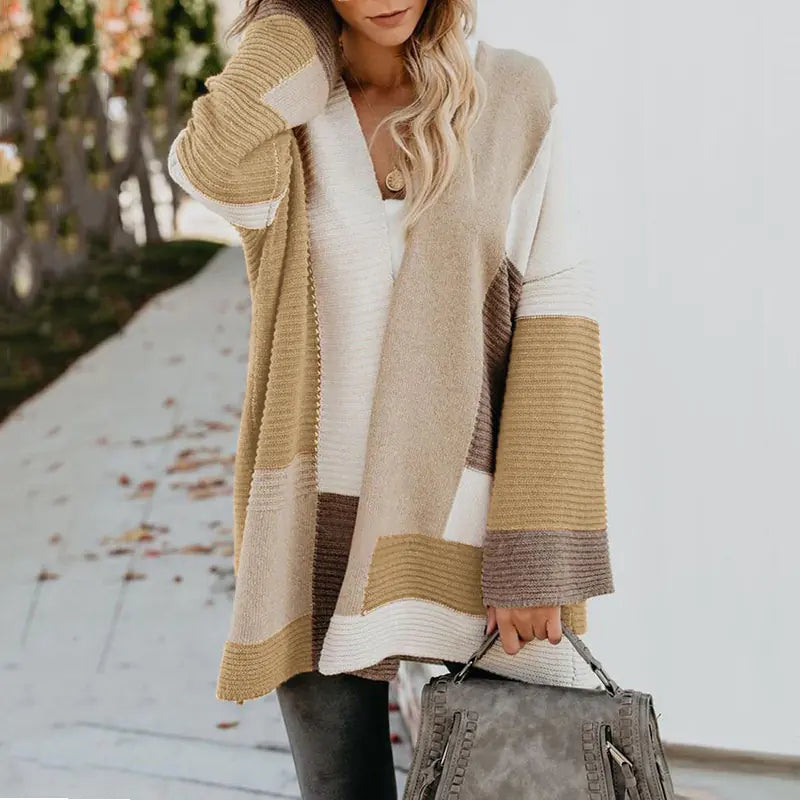 Women's  Geometric Color Block Cardigan