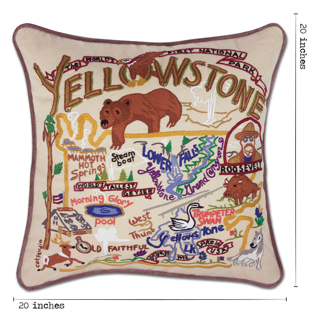 Yellowstone Hand-Embroidered Pillow